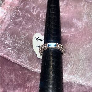 Brighton Silver-Tone Ring with Blue Baguette Stone